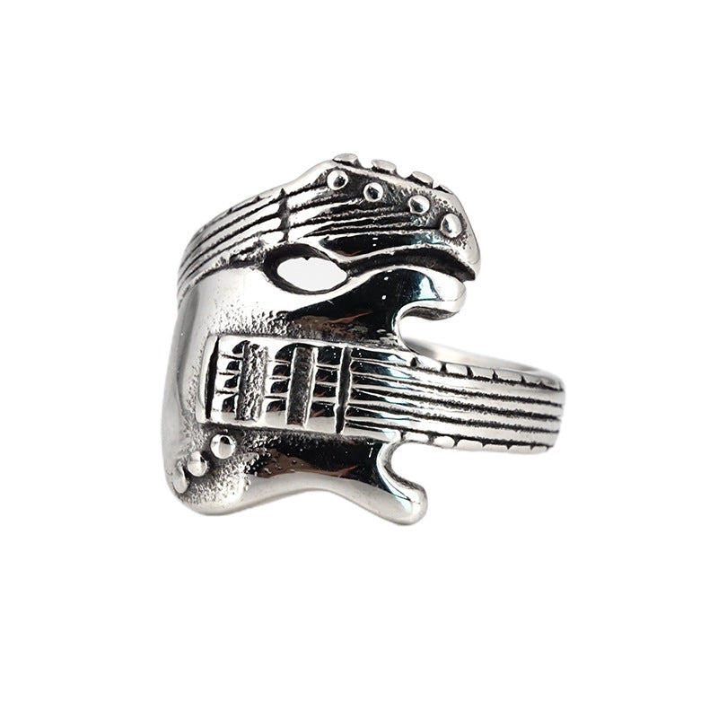 Retro Punk Titanium Steel Ring Men's Personality Wide Ring