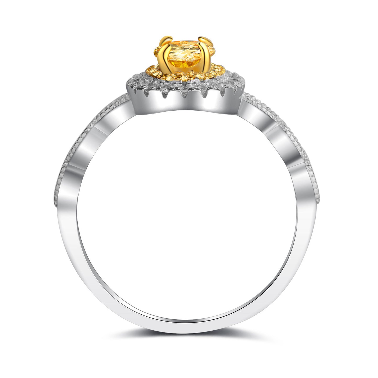 Plated 18k White Gold Yellow Diamond Ring
