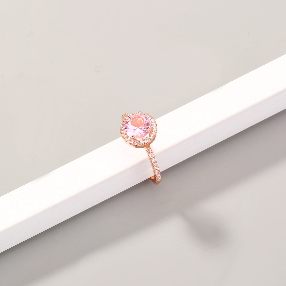 Copper Round Zircon Ring Adjustable Electroplated Fashion Jewelry Durable Versatile Gift for Her North America