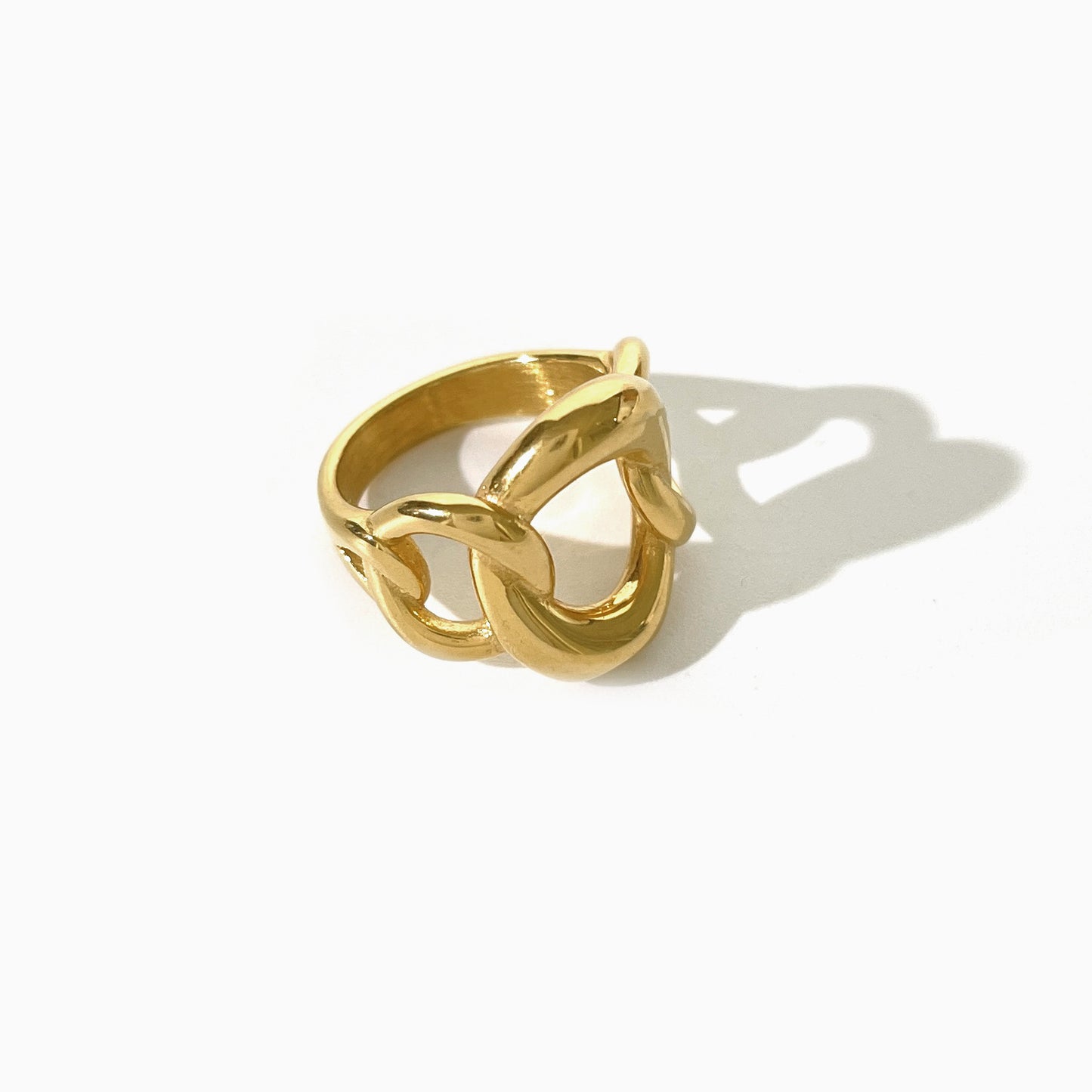 Titanium Steel Thick Chain Hollow Retro Gold Ring Electroplated Women Circle Design Size 6 7 8 Fashion Jewelry