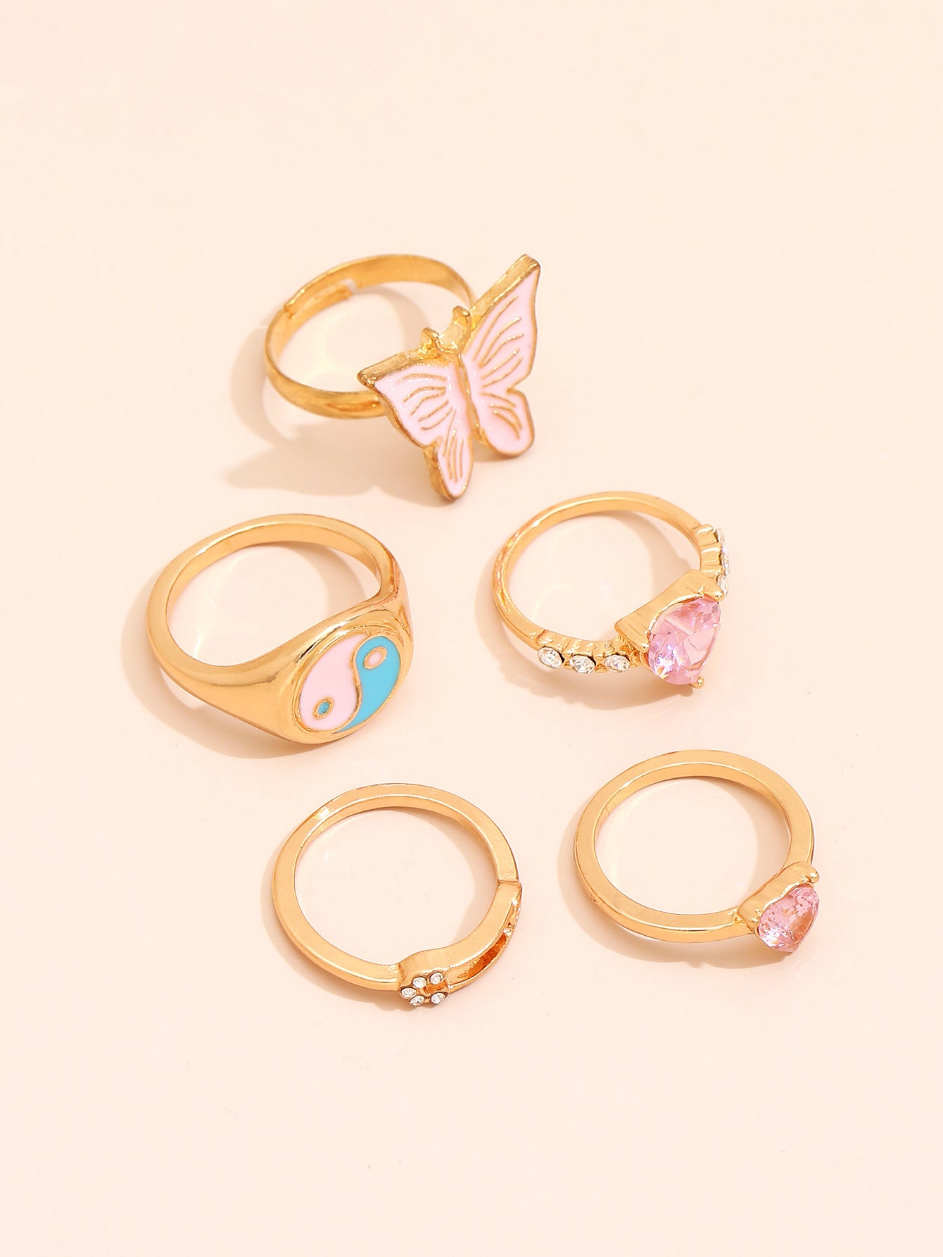 Womens Fashion Rings2 Set Irregular Wild Rings2 Zinc Alloy Electroplated Trendy Rings2 Set For Women And Girls