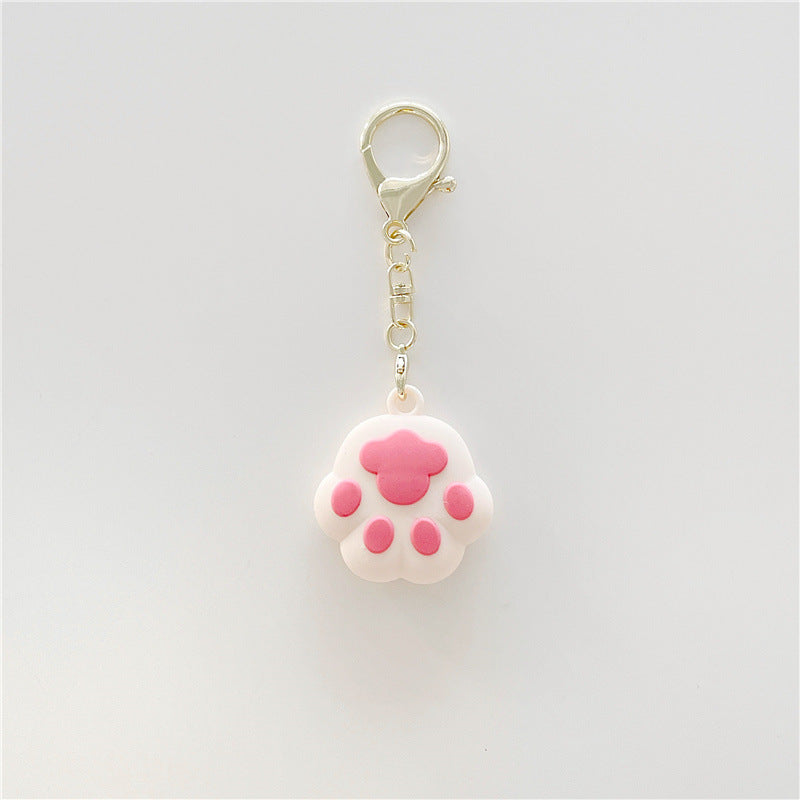 Cat Paw Keychain Silicone Case For Locator Anti Lost Cover With Hanging Ring Soft TPU Protection In Pink White Black