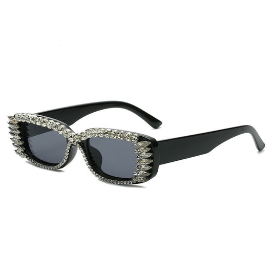 Womens Mens Fashion Sunglasses Diamond Studded Square Rhinestone Design Lens PC Frame 99 Percent Visible Light