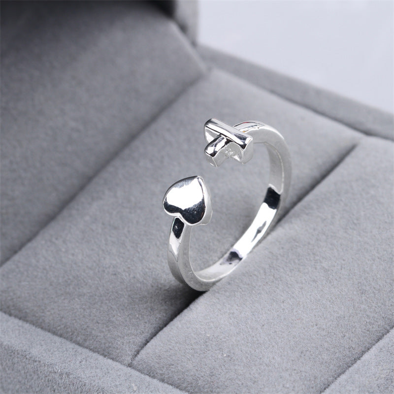 Womens Adjustable Ring 18K Gold Plated Copper Cross Heart Dainty Delicate Everyday Jewelry Lustre Gift For Her