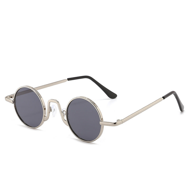 Retro Hip Hop Sunglasses Small Round Metal Frame PC Lens For Men And Women Sun Protection Fashion Travel Stage