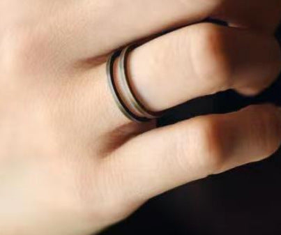 Adjustable Brass Ring With Open Mouth U Shaped Geometry Dotted Pattern Retro Electroplated Finish With Dots Details