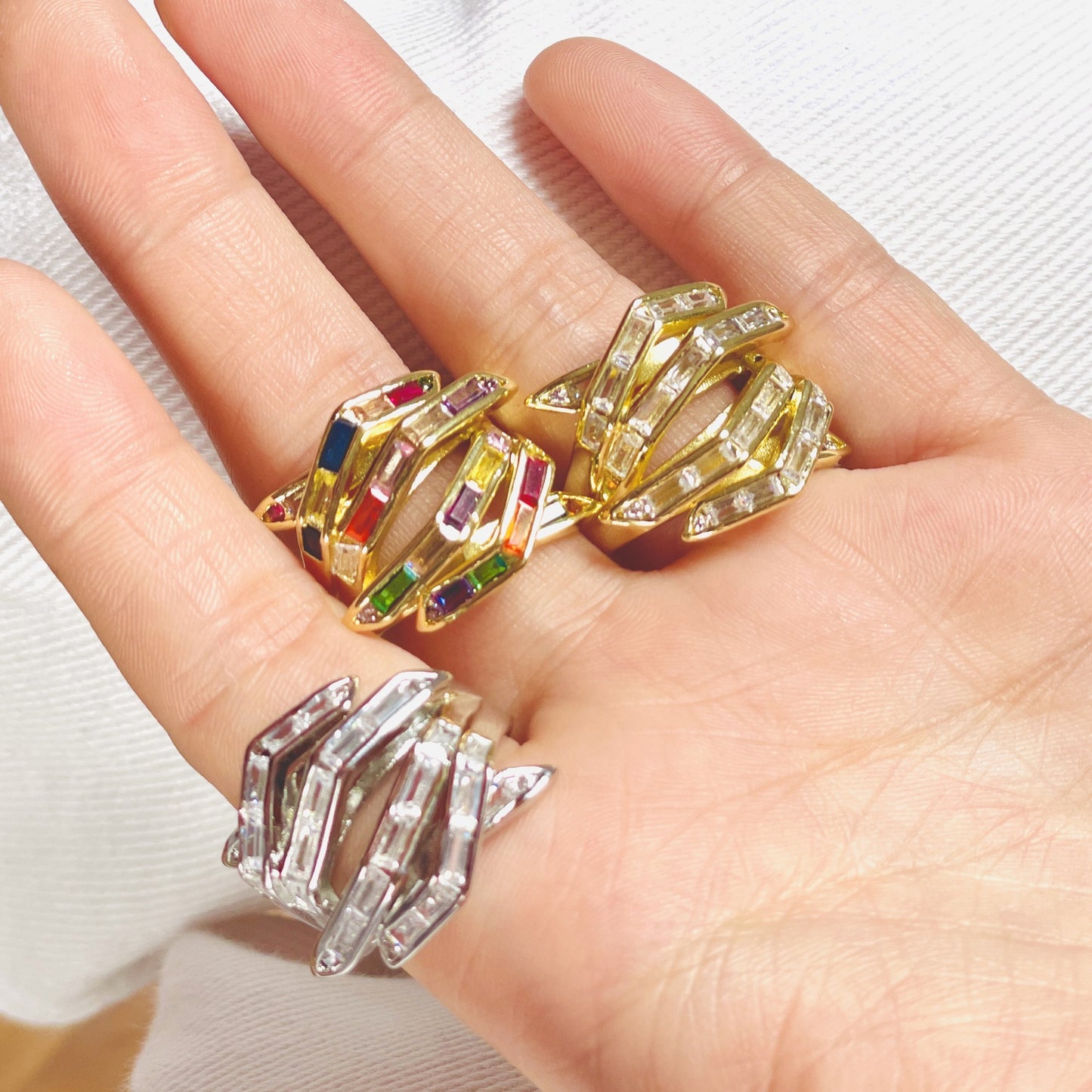 Personalized Square Zircon Ring For Women Adjustable Copper Microinlaid Jewelry Silver White Stone Fine Quality