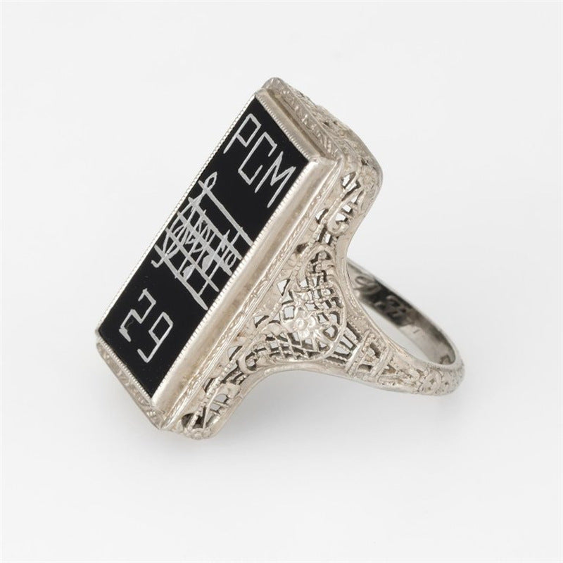 Mens Constellation Ring Black Gold Plated Gemstone Alloy Statement Jewelry Size 8 9 10 11 Diamond Accent Durable