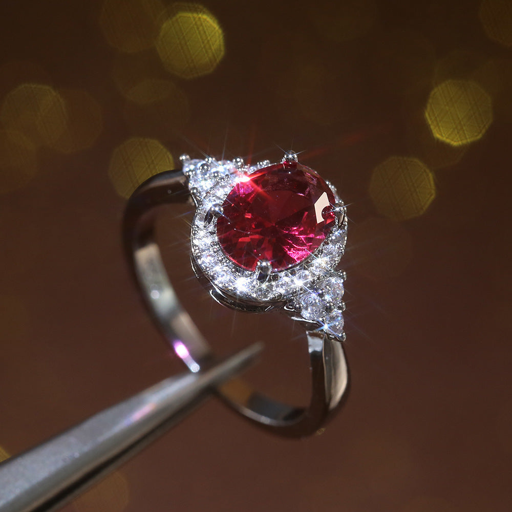 Geometric Zircon Inlays Copper Ring For Women Pink Color Elegant Fashion Jewelry Geometric Design Inlaid Ring