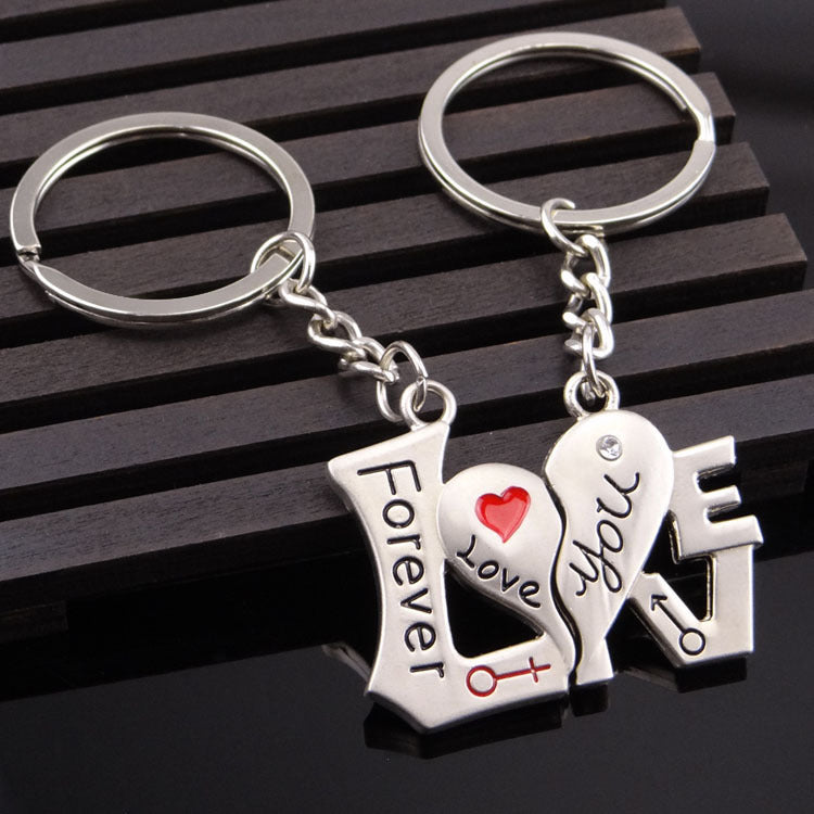 Couple Keychain Metal Key Pendant Silver Gift For Lovers Valentine Day Jewelry Accessory Ideal Gift For Couples