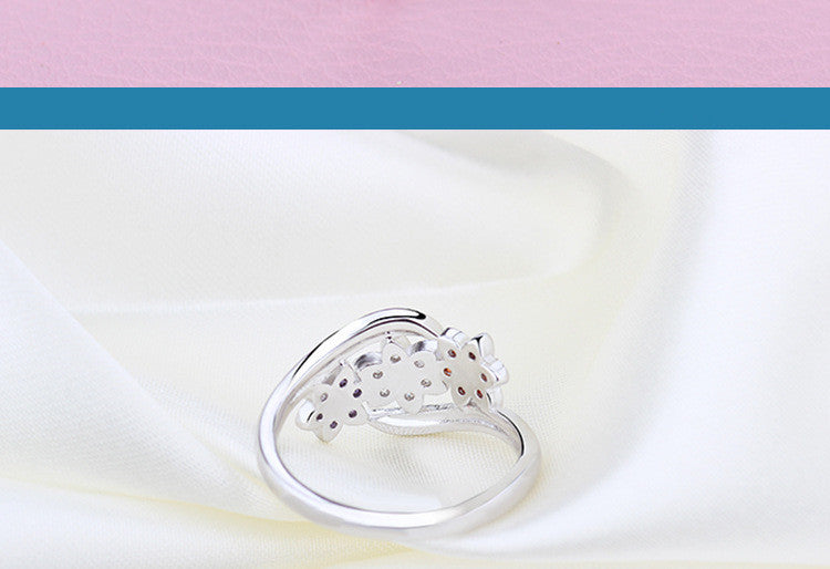 Geometric Copper Ring With Colored Gems Diamond Accents Korean Fashion Jewelry Statement Ring For Women Modern Style