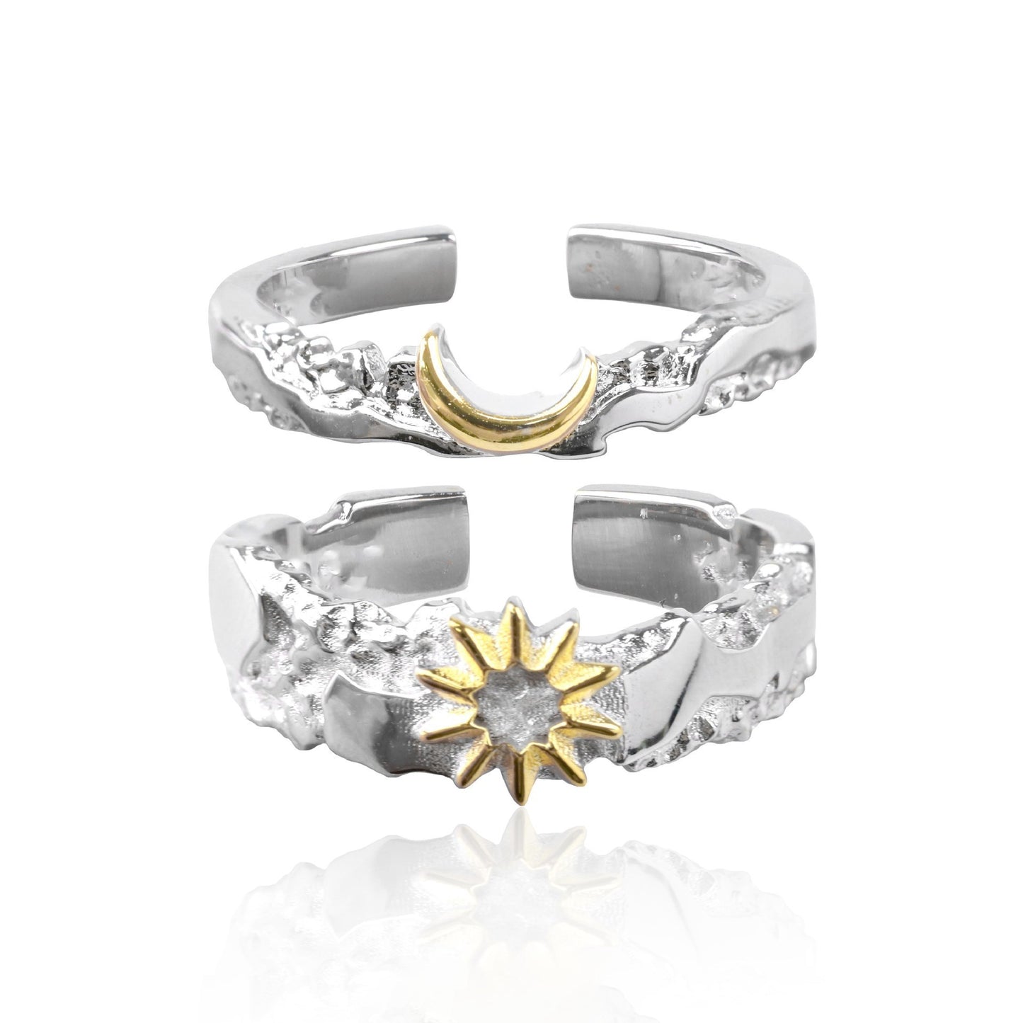 Sun Moon Open Ring With Star Design Jewelry For Couples
