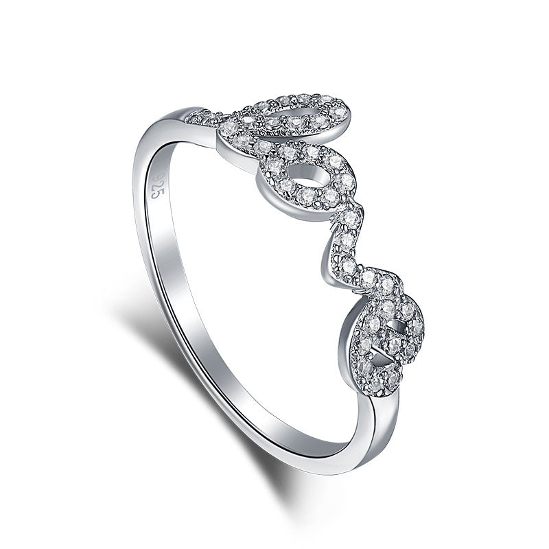 Sterling Silver Diamond Ring For Women Elegant Geometric Ring Rhinestone Wedding Birthday Festival Gift Ladies