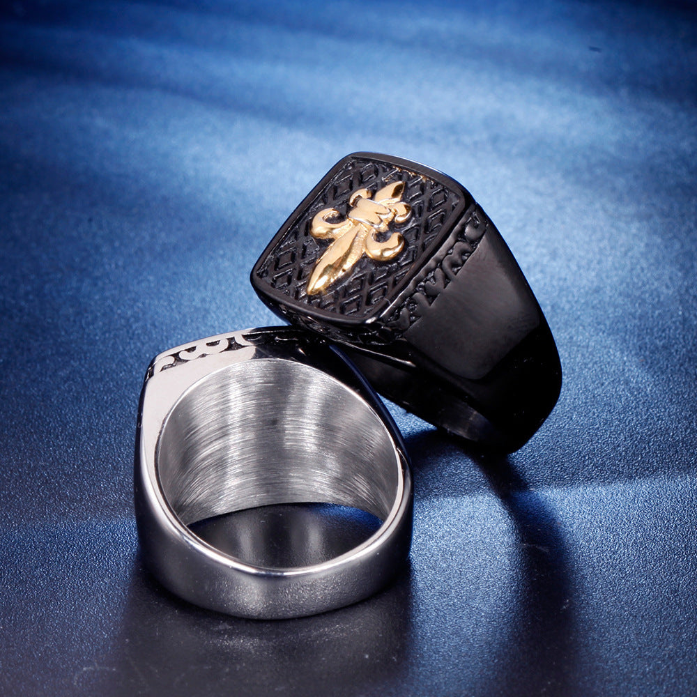 Stainless Steel Cross Ring Polished Geometric Design For Men And Women Durable Fashion Jewelry European American