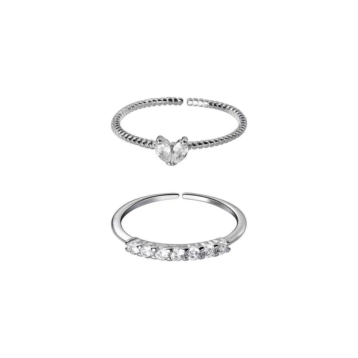 Womens Heart Ring S925 Sterling Silver Adjustable Open Ring French Design Love Heart Ring for Her Fashion Jewelry Gift for Women and Girls