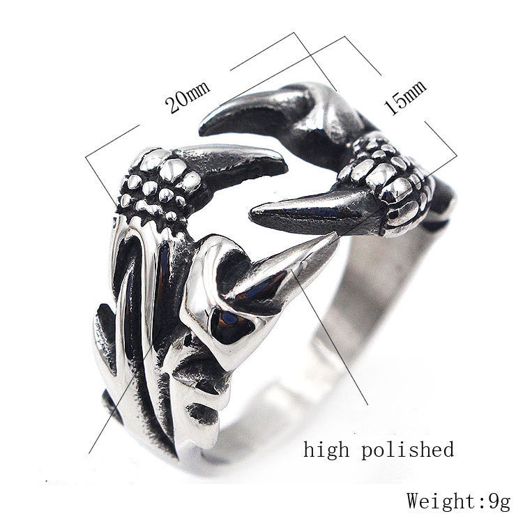 Vintage Men's Eagle Claw Titanium Steel Ring