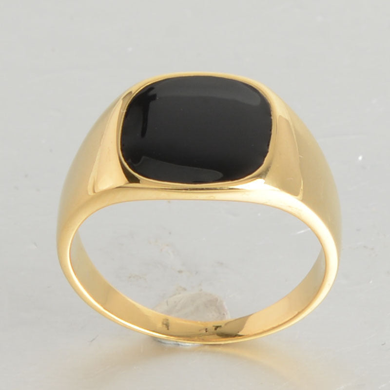 Titanium Steel Cast Black Oval Epoxy Stainless Steel Ring