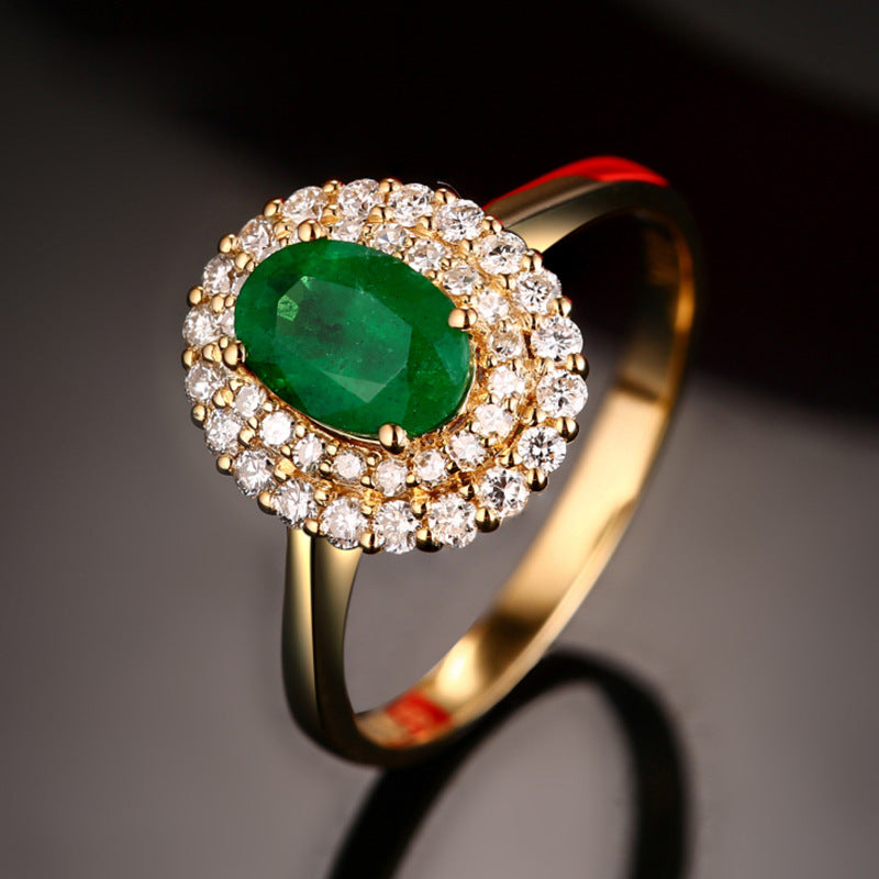Womens Ring 18KT Yellow Gold Plated Green Tourmaline Emeralds Gemstone Adjustable Fashion Jewelry Gift For Her