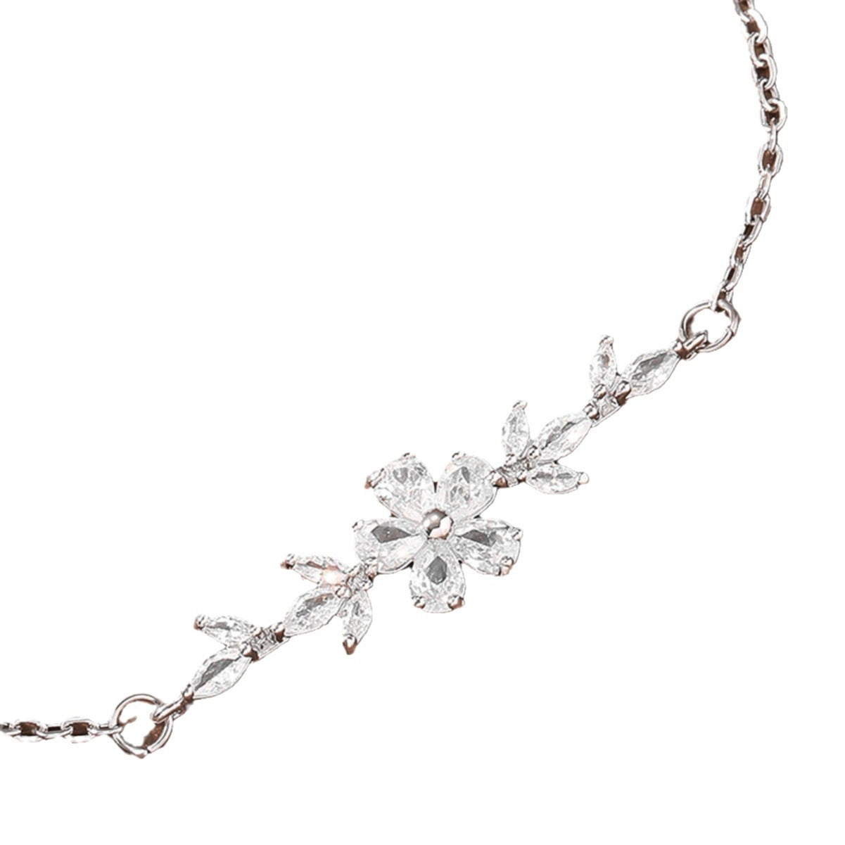 Zircon Flower Leaf Bracelet Women Travel Keepsake Gift