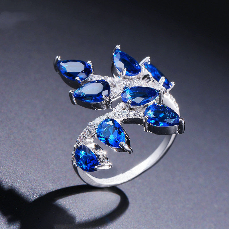 Womens Zircon Ring Gold Plated Geometric Jewelry For Her