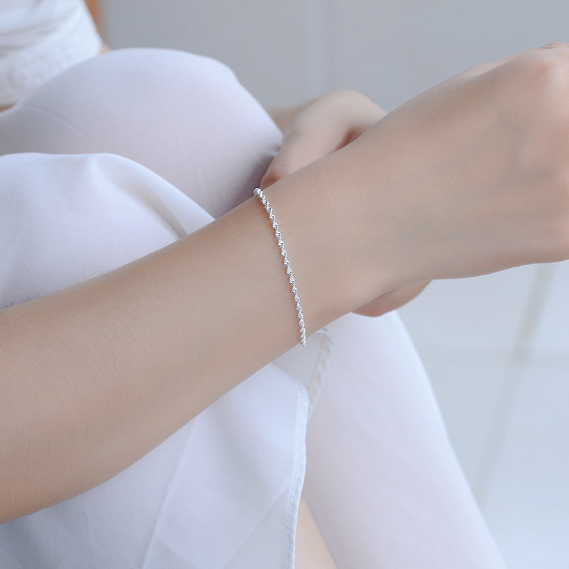 Silver Plated Wave Bracelet And Anklet Sets For Women Adjustable 16cm Water Design Jewelry For Women And Girls