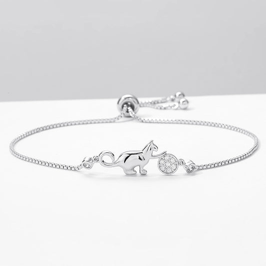 Womens Kitten Hug Mouse Bracelet Animal Zodiac Bangle Polished Diamond Electroplated Alloy Jewelry Gift For Women