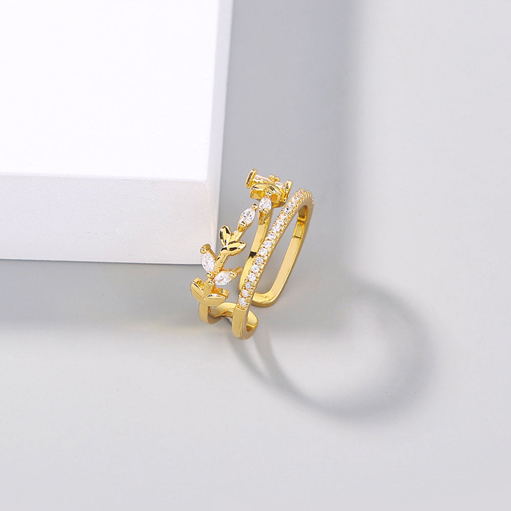 Twigs With Sparkly Zircon Adjustable Ring In Copper With Sparkling Stones Europe And America Style Sparkle Finish