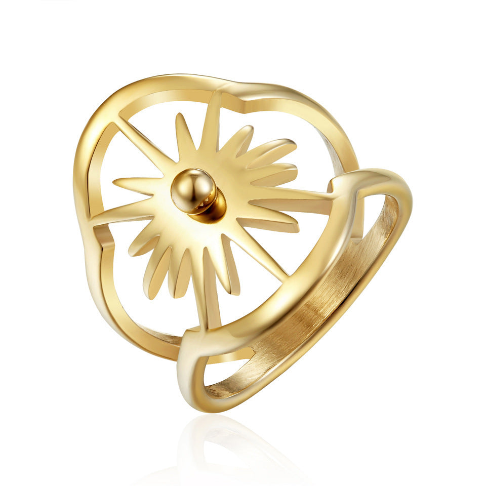 Stainless Steel Ring Titanium Style European American Electroplated Not Inlaid Durable Unisex Jewelry Accessory