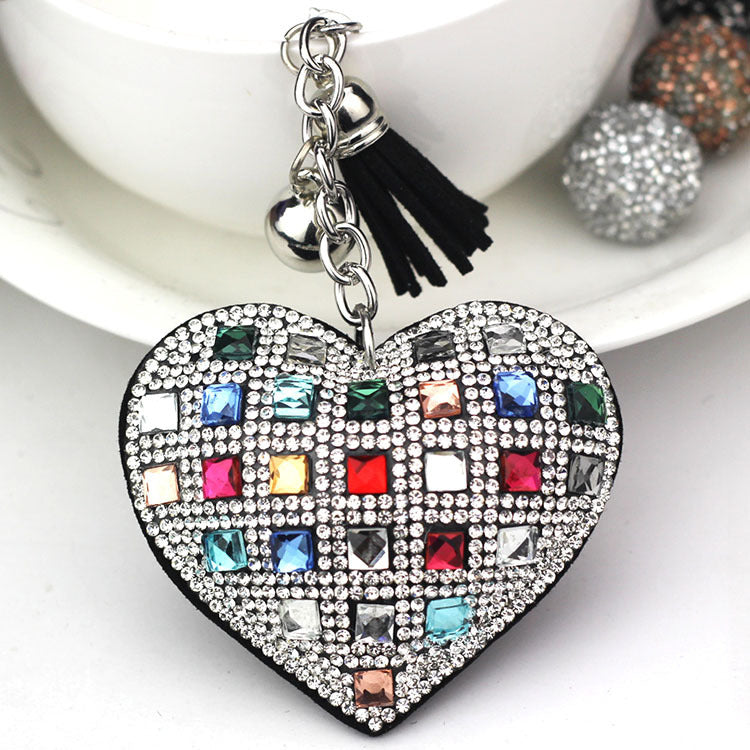 Pendant Keychain With Diamond Accent European Gift Korean Velvet Key Chain Blue Yellow Purple Pink Black Crystal