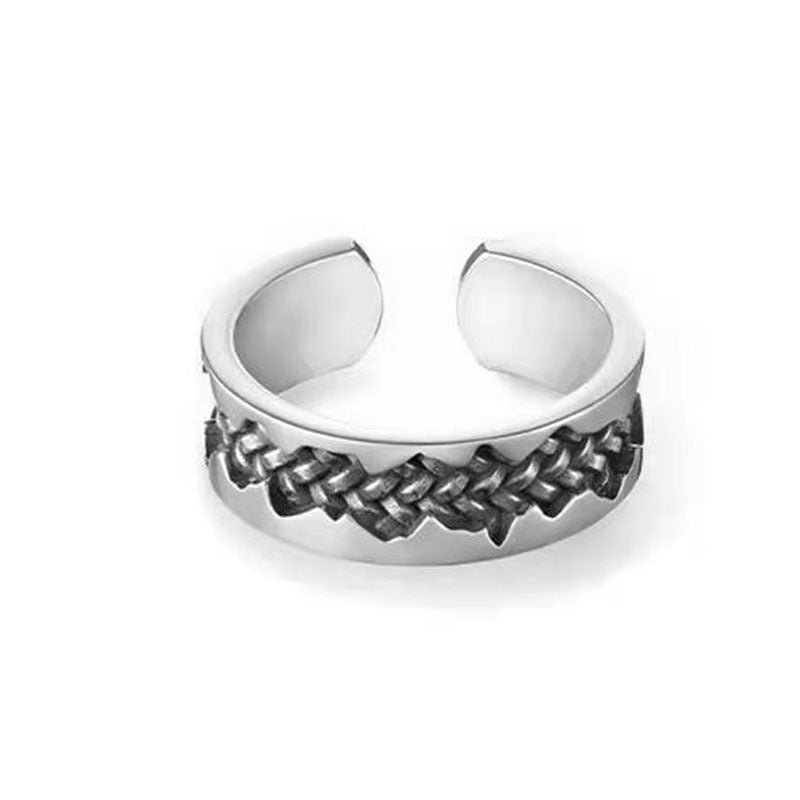 Mens Copper Ring Adjustable Woven Crack Design Geometric Band Electroplated Ring For Men Durable Accessory Glow
