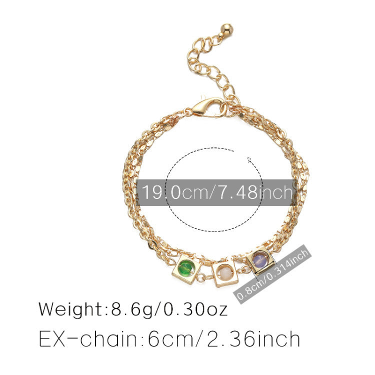 Exaggerated Bracelet With Thin Chain Lobster Clasp Geometric National Ornamental Inlay Metal Jewelry For Women Now