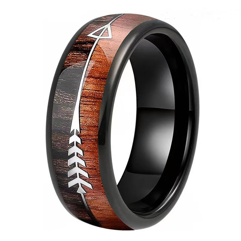 Handmade Titanium Steel Ring With Velvet Black Sandalwood Inlay For Men And Women Fashionable Bands Size 5 6 7
