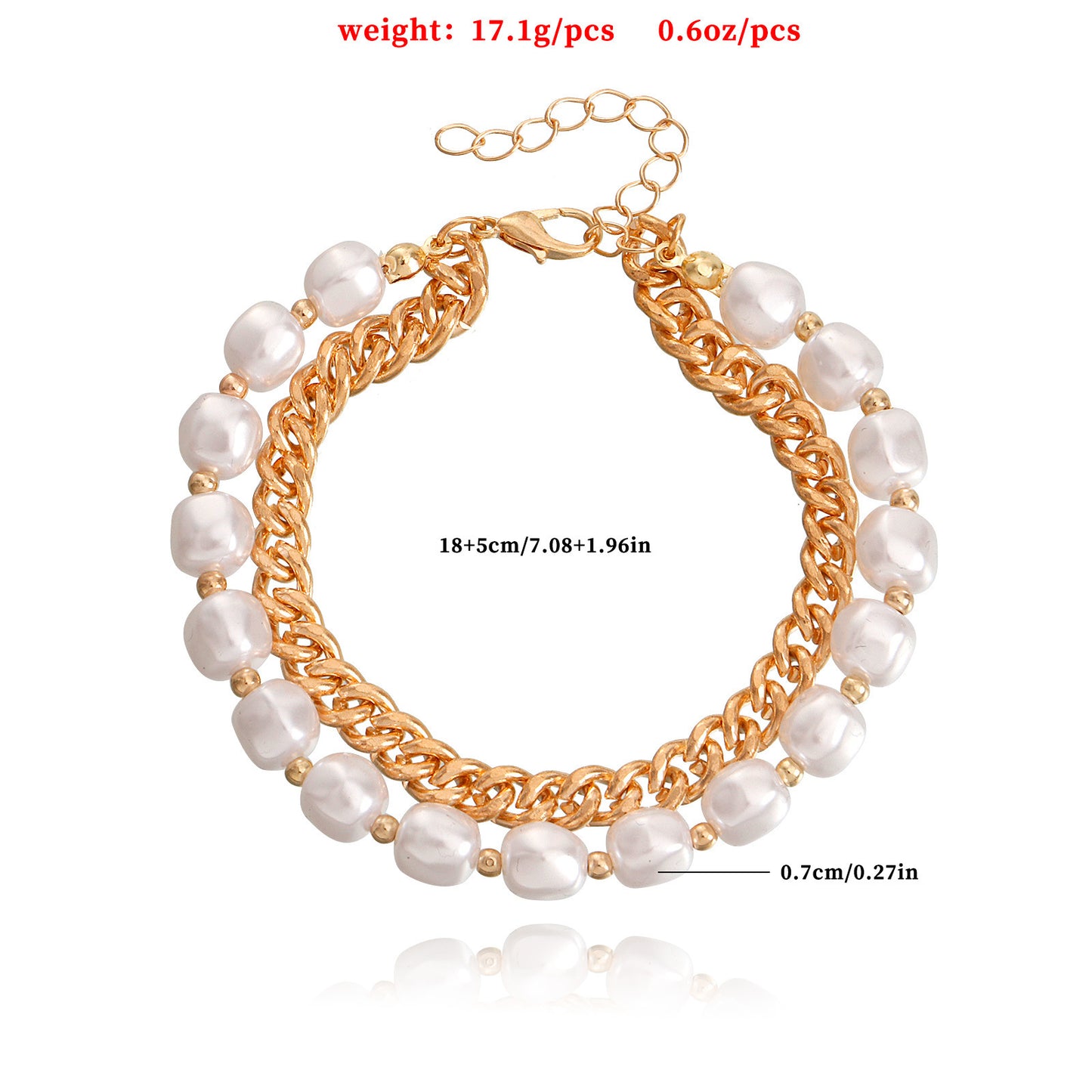 Women Geometric Bracelet Electroplated Gold Fashion Jewelry Pearl Alloy Elegant European Style Elegant Sparkle