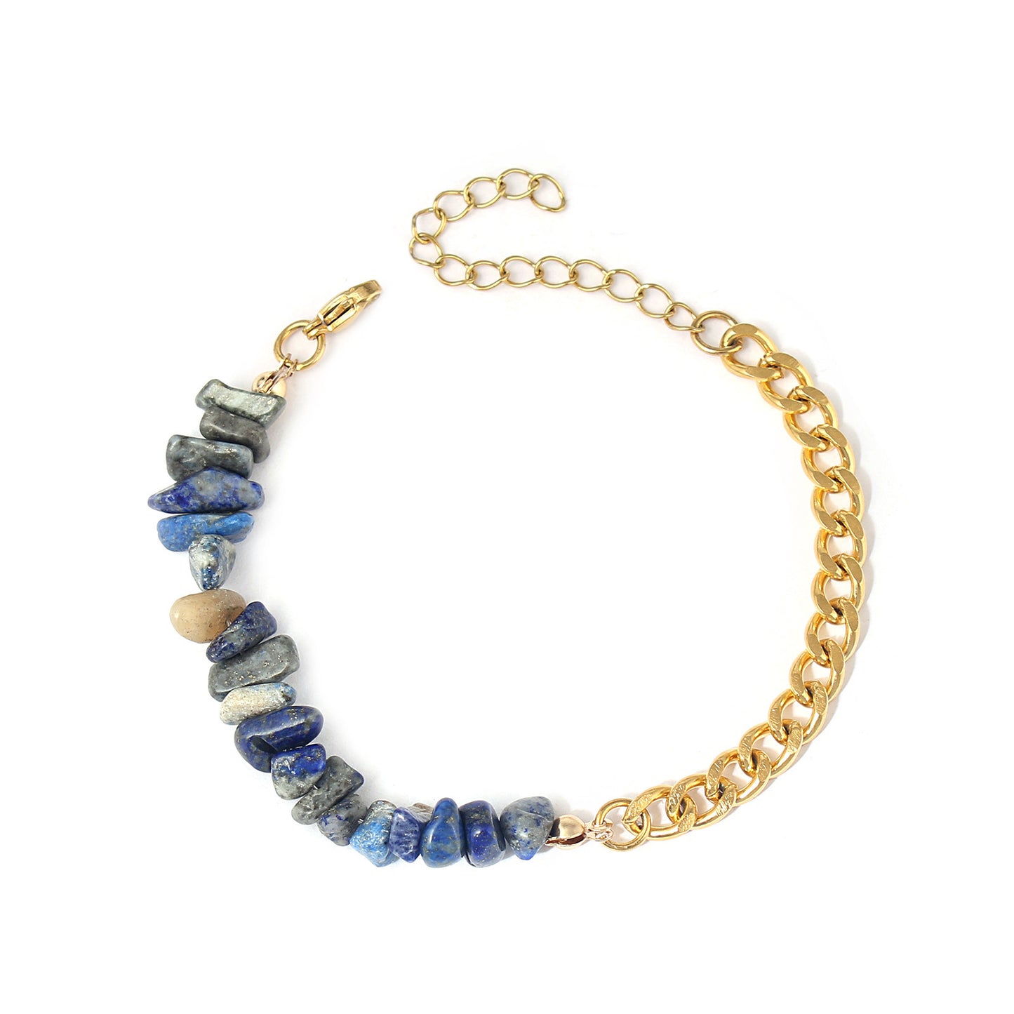 Geometric Stone Bracelet For Women Handmade Natural Crystal Gravel Gold Stainless Steel Cuban Link For All Days