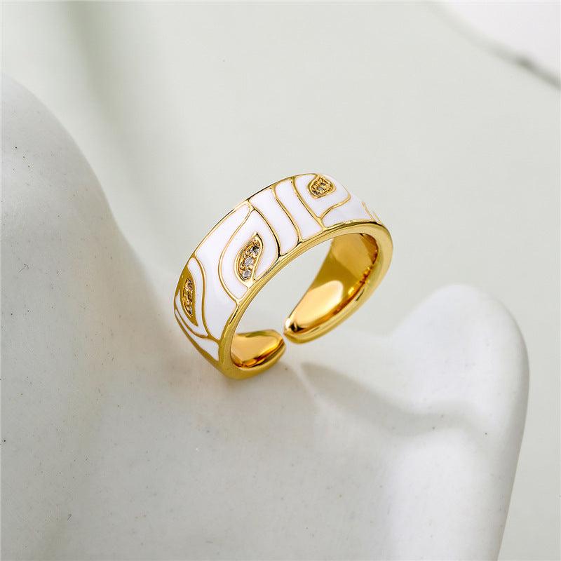 Womens Geometric Dripping Ring Copper Adjustable Zircon Inlay Jewelry Birthday Gift Trendy Elegant Sparkle Now