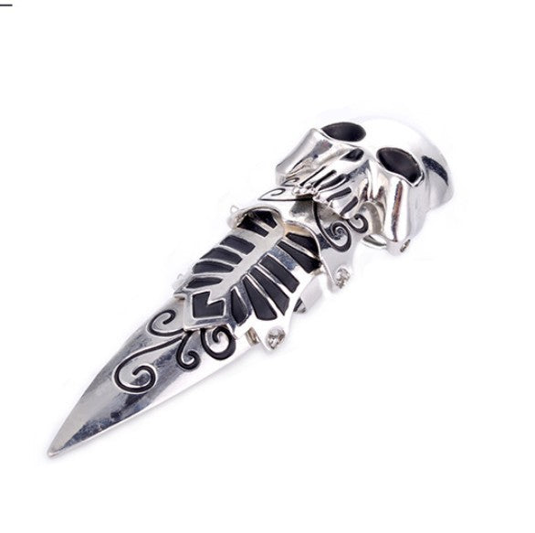 Unisex Skull Ring Full Finger Armor Ring Bendable Alloy Metal Vintage Punk Rock Jewelry for Both Men and Women