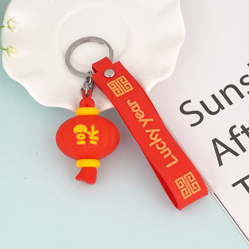 Red Lantern Silicone Keychain For Bags Festive Pendant Decoration Compact Design Daily Use Gift Accessory For Backpacks