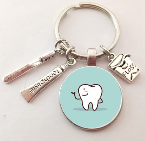 Creative Tooth Pendant Keychain Electroplate Alloy Keychain Personality Charm Keychain For Keys Color As Shown