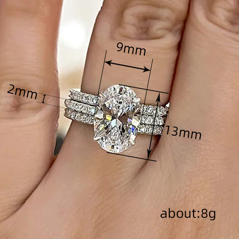 Geometric Zircon Ring Inlaid White Gold Plated Copper Jewelry For Women Size 6 7 8 9 10 Gift Fashion Accessory