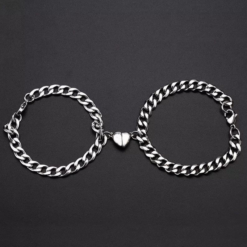 Women Electroplated Alloy Heart Shaped Bracelet Pair Fashion Jewelry Set For Everyday Wear Gift Idea Elegant Design