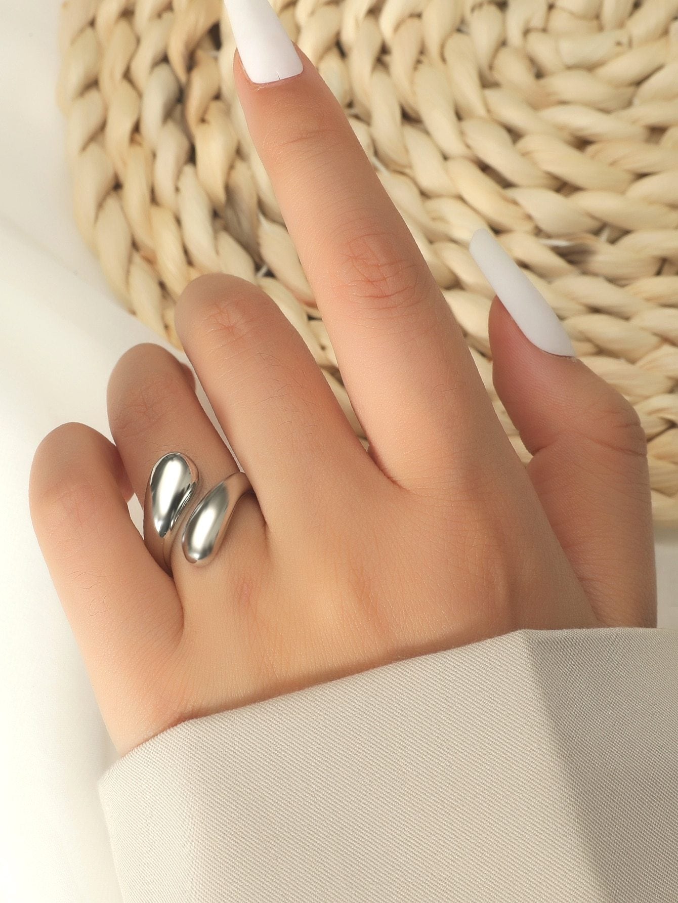 Womens Fashion Jewelry Adjustable Ring Silver Alloy Trendy Design Great Gift For Her Durable Everyday Wear For Women
