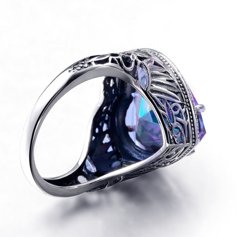 Unisex Copper Ring With Gold Plated Inlay Artificial Gemstones And Semi Precious Stones Jewelry Gift For All Occasions