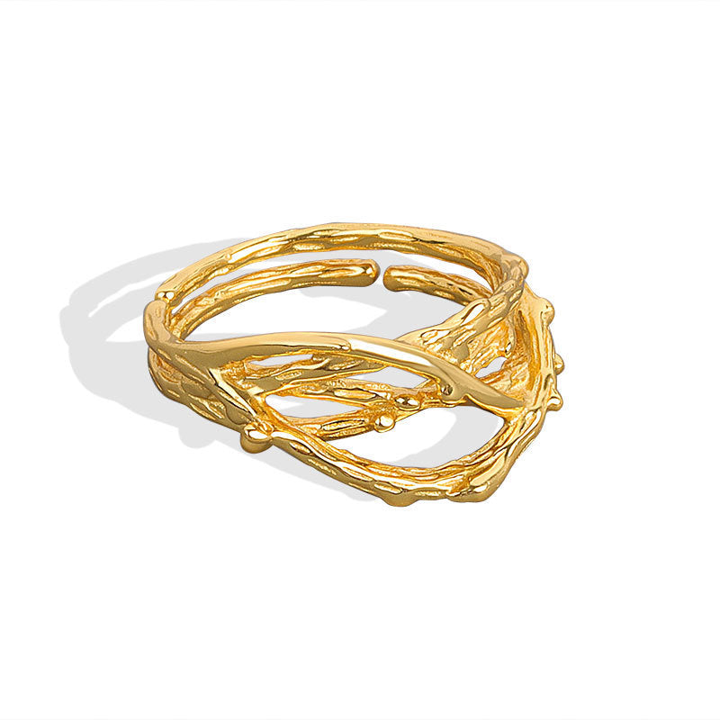 Womens Copper Branch Ring Adjustable Open Irregular Design Trendy Ring Fashion Jewelry Platinum Or Gold Finish