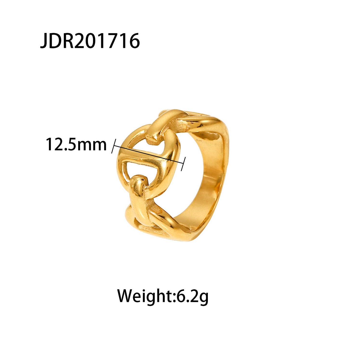 French Retro Chain Ring Cold Style Titanium Steel 18K Ornament