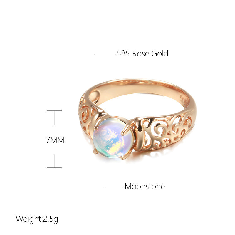 Womens Ring with Zircon Diamond Classic Four Claw Design Retro Geometric Gold Plated Copper Fashion Jewelry Gift for Her Elegant Anniversary Engagement