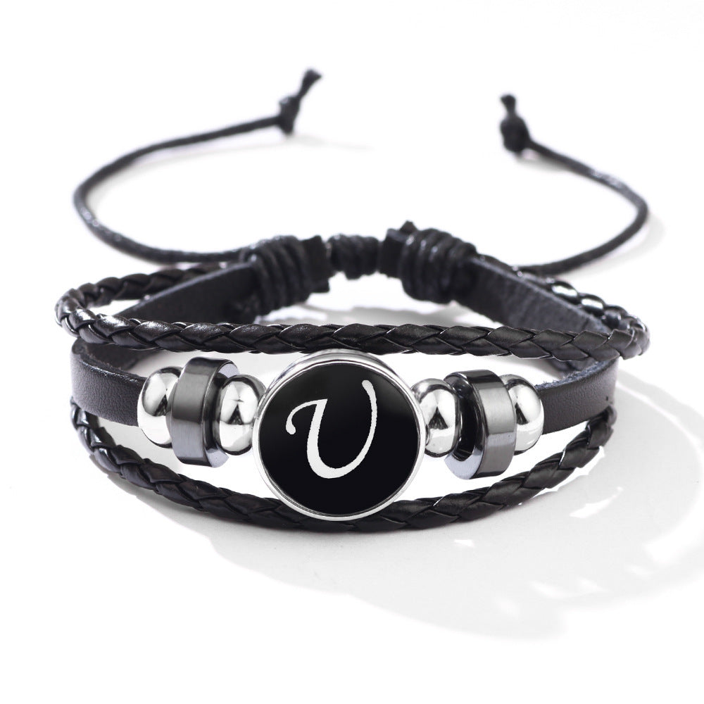 Womens Leather Bracelet With Initials Charm Adjustable Extension Classic Jewelry For Women And Girls For Women