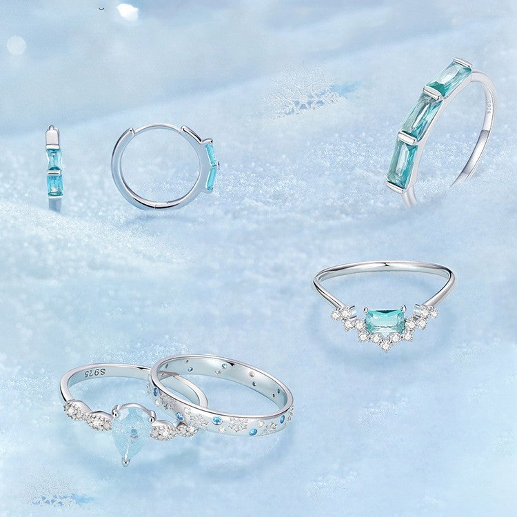 Green Zirconium Rectangular Sterling Silver Plated Ring