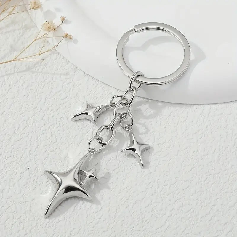 Star Shaped Keychain Hollow Pendant For Couples Bags Metal Accessory Chinese Style Design Ideal Gift For Couples