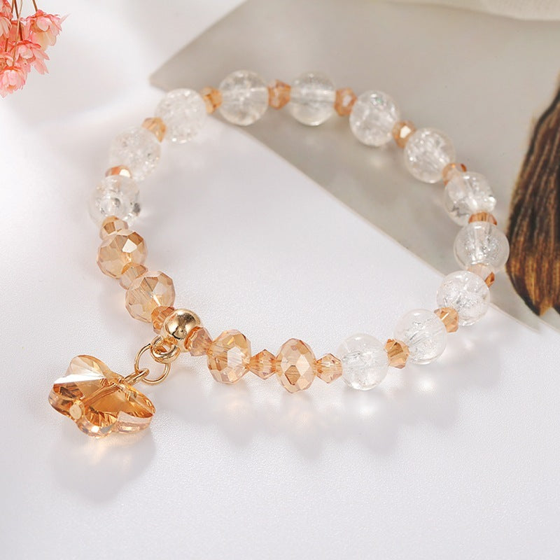 Girls Cute Bracelet With Plant Flower Plus Crystal Design Korean Beads Adjustable Childrens Bracelet 14cm 20cm