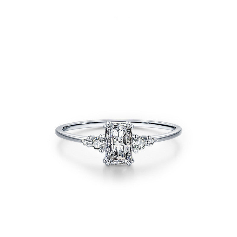 Womens 925 Silver Zircon Inlay Ring Elegant Classic Cut Design 1 Carat Engagement Promise Ring For Her Sparkle